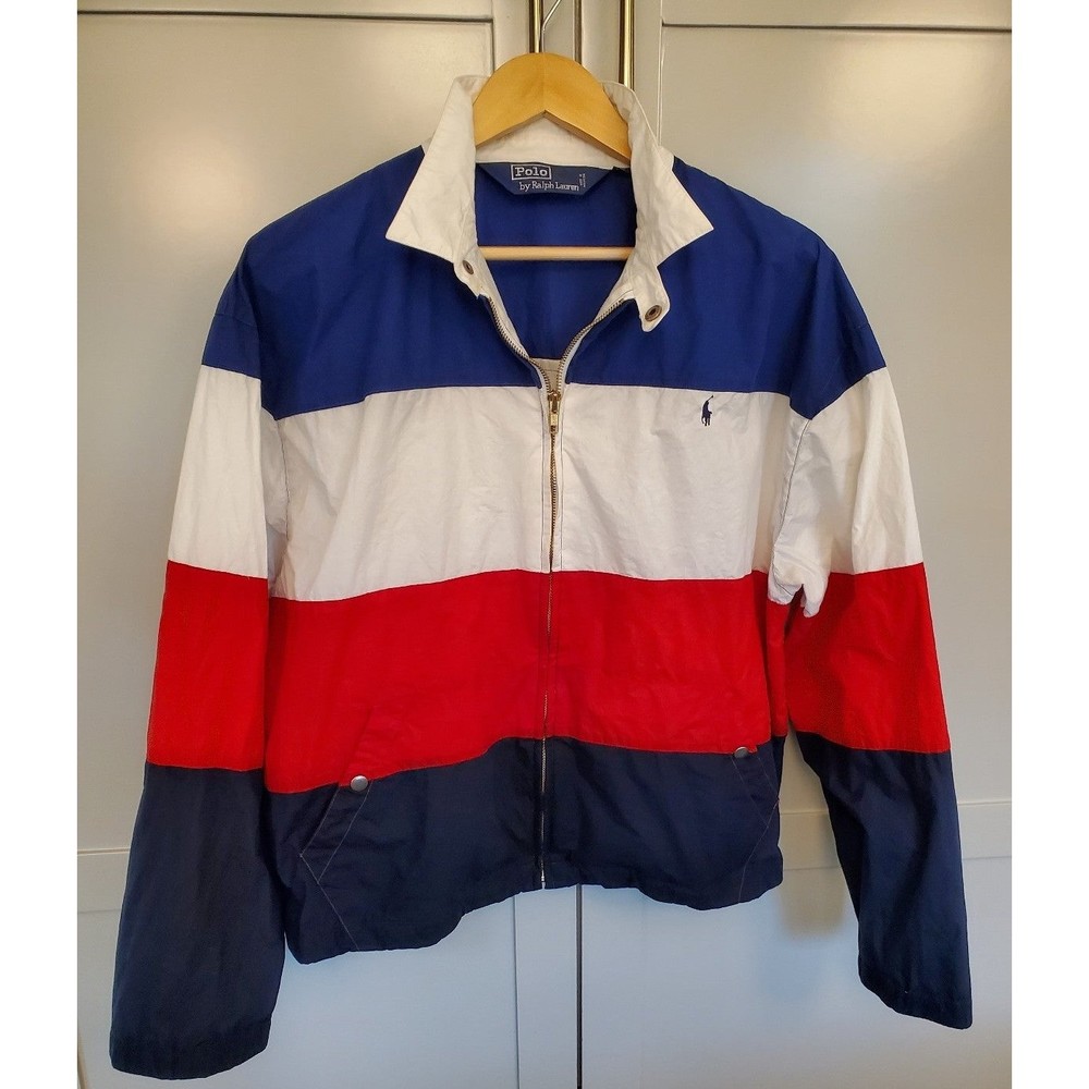 Vintage Polo Ralph Lauren Harrington Striped Jacket - Sz L